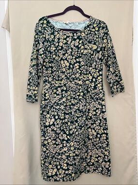 Boden Women’s Penny Dress Floral Print Green Midi Dress with Pockets